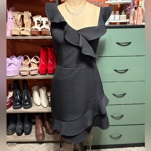 Express Black Ruffle Mini Dress
